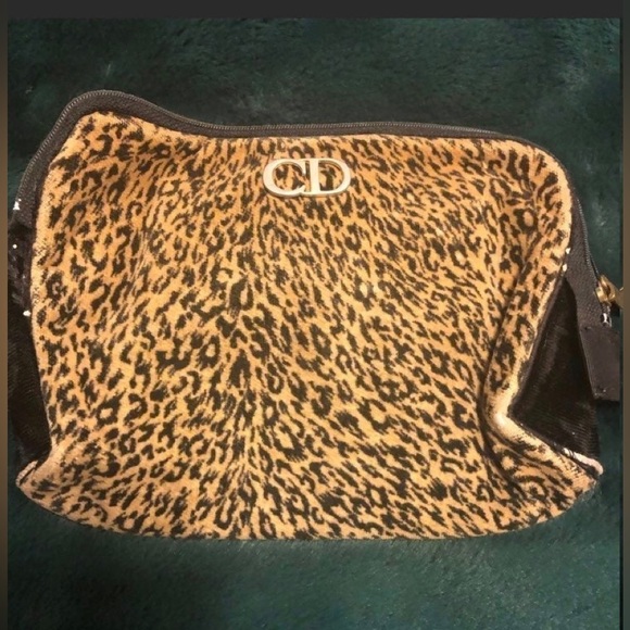 Rare Vintage Christian Dior Leopard Print Cosmetic Bag - Picture 1 of 8